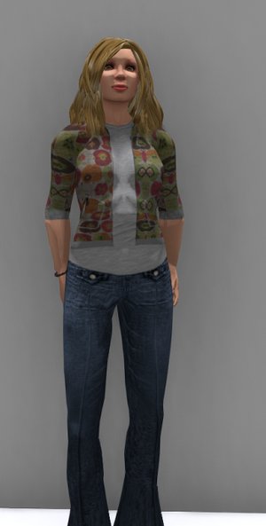 Gilet fleuri, jean